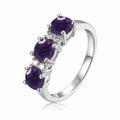 1.7 Ct Round Purple Amethyst Prong Silver Three Stone Ring by Fine Color Jewels
