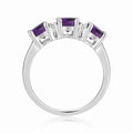 1.7 Ct Round Purple Amethyst Prong Silver Three Stone Ring by Fine Color Jewels