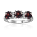 1.7 Ct Round Red Garnet Prong Silver Three Stone Ring by Fine Color Jewels