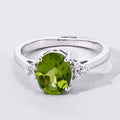 1.70 Ct Oval Green Peridot and Lab Diamond Prong Silver Cocktail Ring by Fine Color Jewels