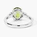 1.70 Ct Oval Green Peridot and Lab Diamond Prong Silver Cocktail Ring by Fine Color Jewels