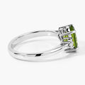 1.70 Ct Oval Green Peridot and Lab Diamond Prong Silver Cocktail Ring by Fine Color Jewels