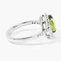 1.70 Ct Oval Green Peridot and Lab Diamond Prong Silver Halo Pave Ring by Fine Color Jewels