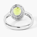 1.70 Ct Oval Green Peridot and Lab Diamond Prong Silver Halo Pave Ring by Fine Color Jewels
