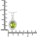 1.70 Ct Oval Green Peridot and Lab Diamond Prong Silver Halo Pendant Necklace by Fine Color Jewels