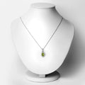 1.70 Ct Oval Green Peridot and Lab Diamond Prong Silver Halo Pendant Necklace by Fine Color Jewels