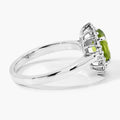 1.70 Ct Oval Green Peridot and Lab Diamond Prong Silver Halo Ring by Fine Color Jewels