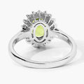 1.70 Ct Oval Green Peridot and Lab Diamond Prong Silver Halo Ring by Fine Color Jewels