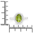 1.70 Ct Oval Green Peridot and Lab Diamond Prong Silver Halo Ring by Fine Color Jewels