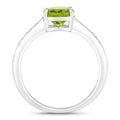 1.70 Ct Oval Green Peridot and Lab Diamond Prong Silver Pave Bridge Ring by Fine Color Jewels