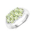 1.70 Ct Oval Green Peridot Prong Silver Cluster Ring by Fine Color Jewels