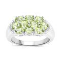 1.70 Ct Oval Green Peridot Prong Silver Cluster Ring by Fine Color Jewels