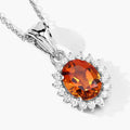 1.70 Ct Oval Orange Madeira Citrine & Lab Diamond Prong Silver Halo Pendant Necklace by Fine Color Jewels