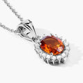 1.70 Ct Oval Orange Madeira Citrine & Lab Diamond Prong Silver Halo Pendant Necklace by Fine Color Jewels