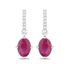 1.70 Ct Oval Pink Ruby & Diamond Prong 10K Gold Dangle Earrings