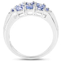 1.70 Ct Oval Violet Tanzanite Prong Silver Cluster Ring by Fine Color Jewels
