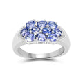 1.70 Ct Oval Violet Tanzanite Prong Silver Cluster Ring by Fine Color Jewels