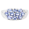 1.70 Ct Oval Violet Tanzanite Prong Silver Cluster Ring by Fine Color Jewels