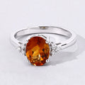 1.70 Ct Oval Yellow Madeira Citrine and Lab Diamond Prong Silver Cocktail Ring by Fine Color Jewels