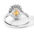 1.70 Ct Oval Yellow Madeira Citrine and Lab Grown Diamond Prong Silver Halo Ring by Fine Color Jewels