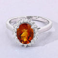 1.70 Ct Oval Yellow Madeira Citrine and Lab Grown Diamond Prong Silver Halo Ring by Fine Color Jewels