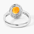 1.70 Ct Oval Yellow Madeira Citrine & Lab Diamond Prong Silver Halo Pave Ring by Fine Color Jewels