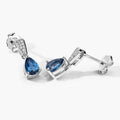 1.70 Ct Pear Deep Blue London Blue Topaz & Diamond Prong Silver Teardrop Dangle Earrings by Fine Color Jewels