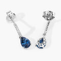 1.70 Ct Pear London Blue Topaz & Lab Diamond Prong Silver Teardrop Dangle Earrings by Fine Color Jewels