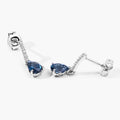 1.70 Ct Pear London Blue Topaz & Lab Diamond Prong Silver Teardrop Dangle Earrings by Fine Color Jewels
