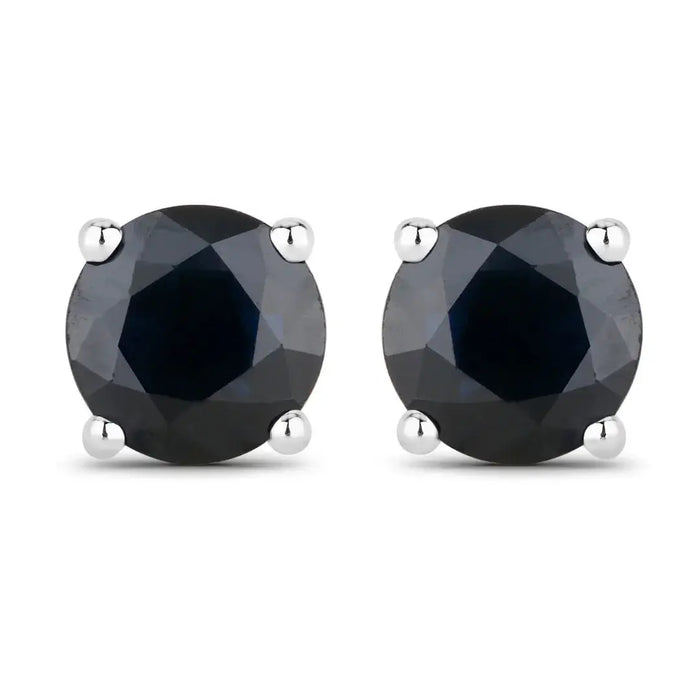 1.70 Ct Round Blue Sapphire Prong 10K Gold Stud Earrings by Fine Color Jewels