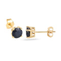 1.70 Ct Round Blue Sapphire Prong 10K Gold Stud Earrings by Fine Color Jewels