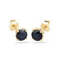 1.70 Ct Round Blue Sapphire Prong 10K Gold Stud Earrings by Fine Color Jewels