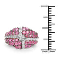 1.70 Ct Round Pink Ruby Prong 14K Yellow Gold Plated Silver Cluster Ring by Fine Color Jewels
