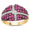 1.70 Ct Round Pink Ruby Prong 14K Yellow Gold Plated Silver Cluster Ring