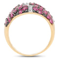 1.70 Ct Round Pink Ruby Prong 14K Yellow Gold Plated Silver Cluster Ring by Fine Color Jewels