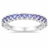1.70 Ct Round Violet Tanzanite Prong Rhodium Plated Silver Eternity Ring