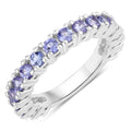 1.70 Ct Round Violet Tanzanite Prong Rhodium Plated Silver Eternity Ring by Fine Color Jewels