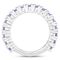 1.70 Ct Round Violet Tanzanite Prong Rhodium Plated Silver Eternity Ring by Fine Color Jewels