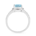 1.75 Ct Cushion Natural Blue Topaz Prong Rhodium Over Silver Halo Ring by Fine Color Jewels