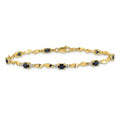 1.76 Ct Oval Blue Sapphire & Diamond Prong 14K Yellow Gold Twist Link Bracelet by Fine Color Jewels