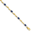 1.76 Ct Oval Blue Sapphire & Diamond Prong 14K Yellow Gold Twist Link Bracelet by Fine Color Jewels