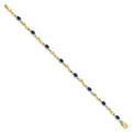 1.76 Ct Oval Blue Sapphire & Diamond Prong 14K Yellow Gold Twist Link Bracelet by Fine Color Jewels