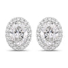 1.76 Ct Oval Lab Grown Diamond Prong Platinum Bridal Halo Stud Earrings