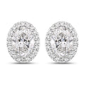 1.76 Ct Oval Lab Grown Diamond Prong Platinum Bridal Halo Stud Earrings by Fine Color Jewels