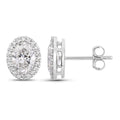 1.76 Ct Oval Lab Grown Diamond Prong Platinum Bridal Halo Stud Earrings by Fine Color Jewels