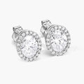 1.76 Ct Oval Lab Grown Diamond Prong Platinum Bridal Halo Stud Earrings by Fine Color Jewels