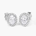 1.76 Ct Oval Lab Grown Diamond Prong Platinum Bridal Halo Stud Earrings by Fine Color Jewels