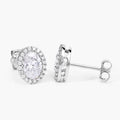 1.76 Ct Oval Lab Grown Diamond Prong Platinum Bridal Halo Stud Earrings by Fine Color Jewels
