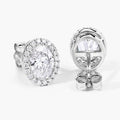 1.76 Ct Oval Lab Grown Diamond Prong Platinum Bridal Halo Stud Earrings by Fine Color Jewels