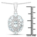 1.8 Ct Blue Aquamarine Prong Silver Cluster Pendant Necklace by Fine Color Jewels